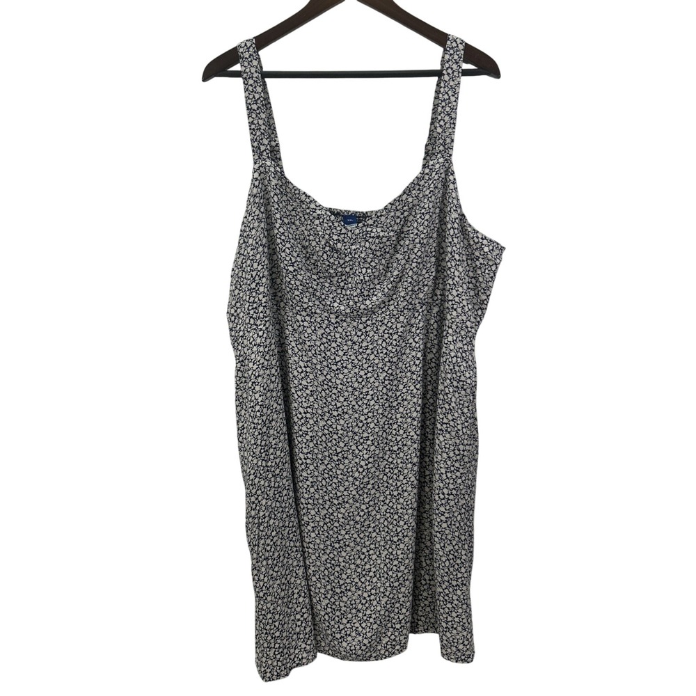 Old Navy Women 2X Navy Blue White Fit & Flair Crepe Mini Dress Adj Straps New